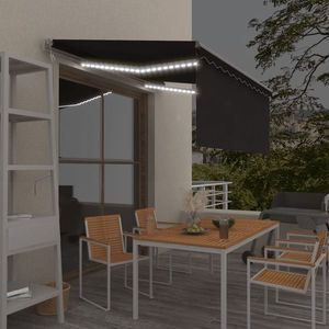 vidaXL Copertină automată cu stor&LED&senzor vânt, antracit, 3x2, 5 m imagine