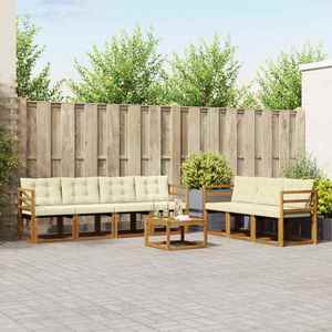 vidaXL Set de canapele de exterior cu pernă 8 pcs Natural și Crem imagine