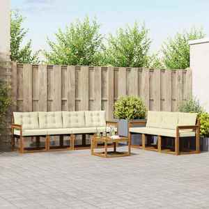 vidaXL Set de canapele de exterior cu pernă 8 pcs Natural și Crem imagine