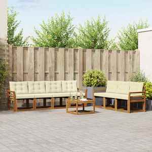 vidaXL Set de canapele de exterior cu pernă 8 pcs Natural și Crem imagine