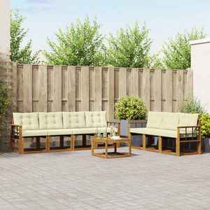 vidaXL Set de canapele de exterior cu pernă 8 pcs Natural și Crem imagine