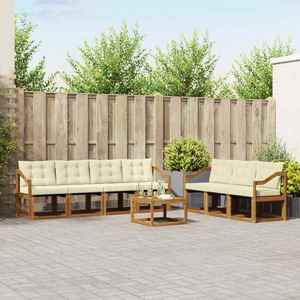 vidaXL Set de canapele de exterior cu pernă 8 pcs Natural și Crem imagine