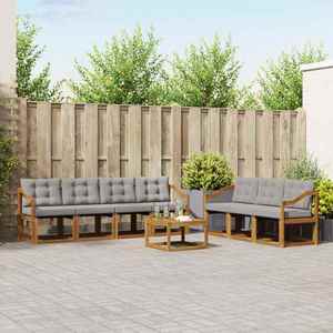 vidaXL Set de canapele de exterior 8 pcs Gri natural și deschis imagine