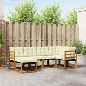 vidaXL Set de canapele de exterior cu pernă 6 pcs Natural și Crem imagine