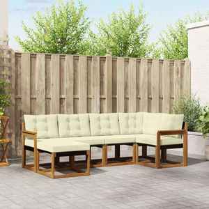 vidaXL Set de canapele de exterior cu pernă 6 pcs Natural și Crem imagine