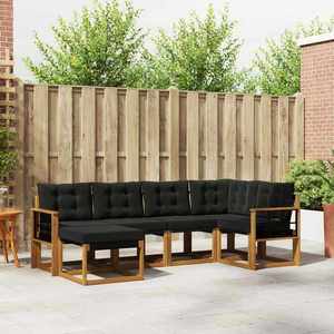 vidaXL Set de canapele de exterior cu pernă 6 pcs Natural și Negru imagine