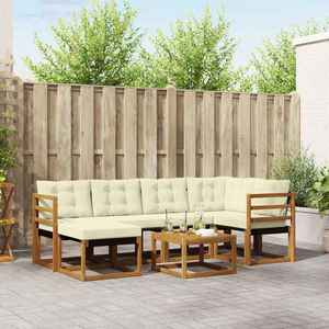 vidaXL Set de canapele de exterior cu pernă 7 pcs Natural și Crem imagine