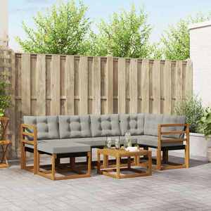 vidaXL Set de canapele de exterior 7 pcs Gri natural și deschis imagine