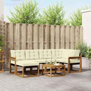 vidaXL Set de canapele de exterior cu pernă 7 pcs Natural și Crem imagine