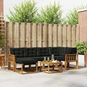 vidaXL Set de canapele de exterior cu pernă 7 pcs Natural și Negru imagine