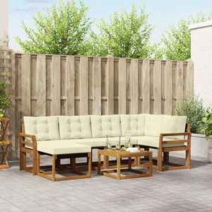 vidaXL Set de canapele de exterior cu pernă 7 pcs Natural și Crem imagine