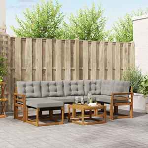 vidaXL Set de canapele de exterior 7 pcs Gri natural și deschis imagine
