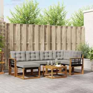 vidaXL Set de canapele de exterior 7 pcs Gri natural și deschis imagine