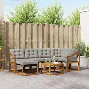 vidaXL Set de canapele de exterior 7 pcs Gri natural și deschis imagine
