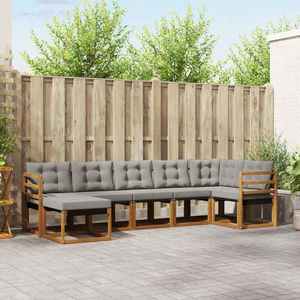 vidaXL Set de canapele de exterior 7 pcs Gri natural și deschis imagine