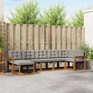 vidaXL Set de canapele de exterior 7 pcs Gri natural și deschis imagine