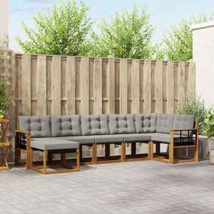 vidaXL Set de canapele de exterior 7 pcs Gri natural și deschis imagine
