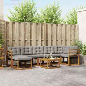 vidaXL Set de canapele de exterior 8 pcs Gri natural și deschis imagine