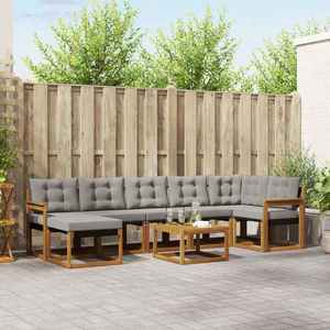 vidaXL Set de canapele de exterior 8 pcs Gri natural și deschis imagine