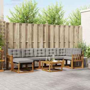 vidaXL Set de canapele de exterior 8 pcs Gri natural și deschis imagine