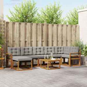 vidaXL Set de canapele de exterior 8 pcs Gri natural și deschis imagine