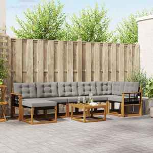 vidaXL Set de canapele de exterior 8 pcs Gri natural și deschis imagine