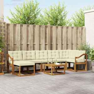 vidaXL Set de canapele de exterior cu pernă 8 pcs Natural și Crem imagine