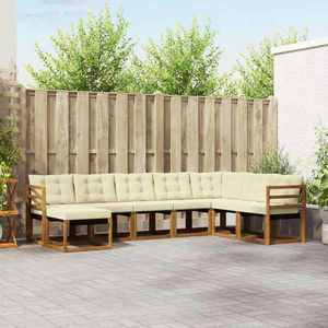 vidaXL Set de canapele de exterior cu pernă 8 pcs Natural și Crem imagine