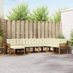 vidaXL Set de canapele de exterior cu pernă 8 pcs Natural și Crem imagine