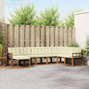 vidaXL Set de canapele de exterior cu pernă 8 pcs Natural și Crem imagine