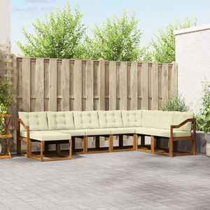 vidaXL Set de canapele de exterior cu pernă 8 pcs Natural și Crem imagine