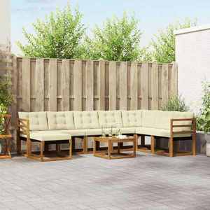 vidaXL Set de canapele de exterior cu pernă 9 pcs Natural și Crem imagine