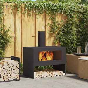 vidaXL Cuptor de foc Negru 80 x 50 x 96 cm Oțel laminat la rece imagine