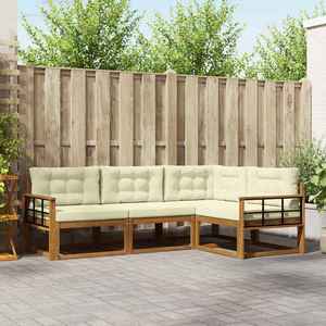vidaXL Set de canapele de exterior cu pernă 4 pcs Natural și Crem imagine