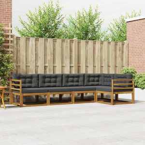 vidaXL Set de canapele de exterior cu pernă 5 pcs Natural și Antracit imagine