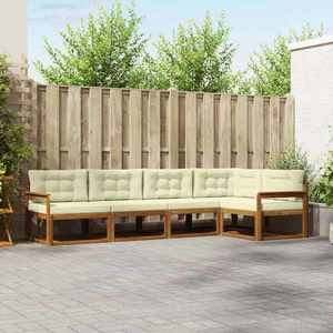 vidaXL Set de canapele de exterior cu pernă 5 pcs Natural și Crem imagine