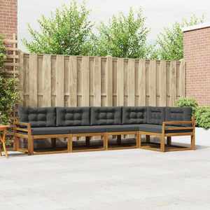 vidaXL Set de canapele de exterior cu pernă 5 pcs Natural și Antracit imagine