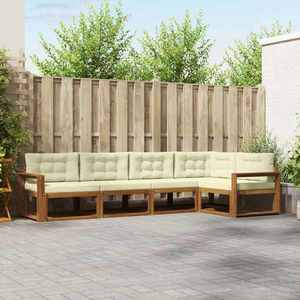 vidaXL Set de canapele de exterior cu pernă 5 pcs Natural și Crem imagine