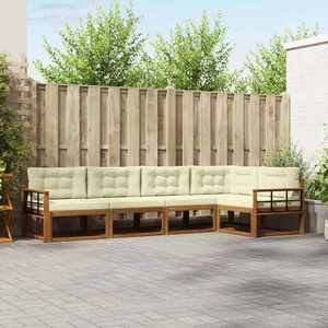 vidaXL Set de canapele de exterior cu pernă 5 pcs Natural și Crem imagine