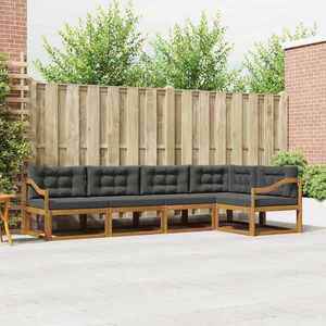 vidaXL Set de canapele de exterior cu pernă 5 pcs Natural și Antracit imagine