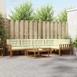 vidaXL Set de canapele de exterior cu pernă 6 pcs Natural și Crem imagine