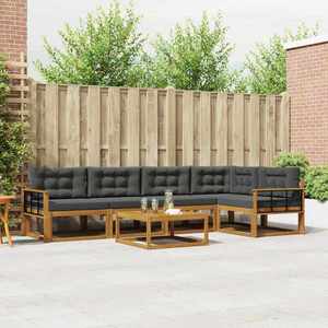 vidaXL Set de canapele de exterior cu pernă 6 pcs Natural și Antracit imagine