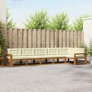 vidaXL Set de canapele de exterior cu pernă 6 pcs Natural și Crem imagine