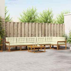 vidaXL Set de canapele de exterior cu pernă 7 pcs Natural și Crem imagine