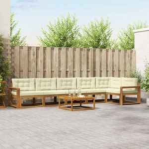 vidaXL Set de canapele de exterior cu pernă 7 pcs Natural și Crem imagine