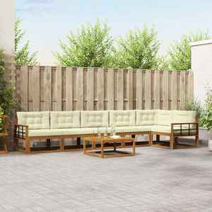 vidaXL Set de canapele de exterior cu pernă 7 pcs Natural și Crem imagine