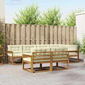 vidaXL Set de canapele de exterior cu pernă 7 pcs Natural și Crem imagine