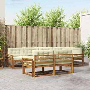 vidaXL Set de canapele de exterior cu pernă 7 pcs Natural și Crem imagine