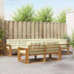 vidaXL Set de canapele de exterior cu pernă 7 pcs Natural și Crem imagine