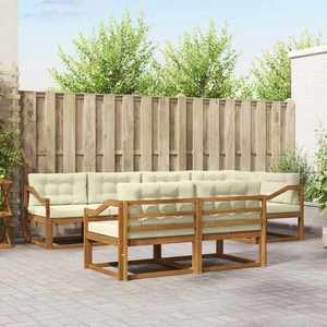 vidaXL Set de canapele de exterior cu pernă 7 pcs Natural și Crem imagine
